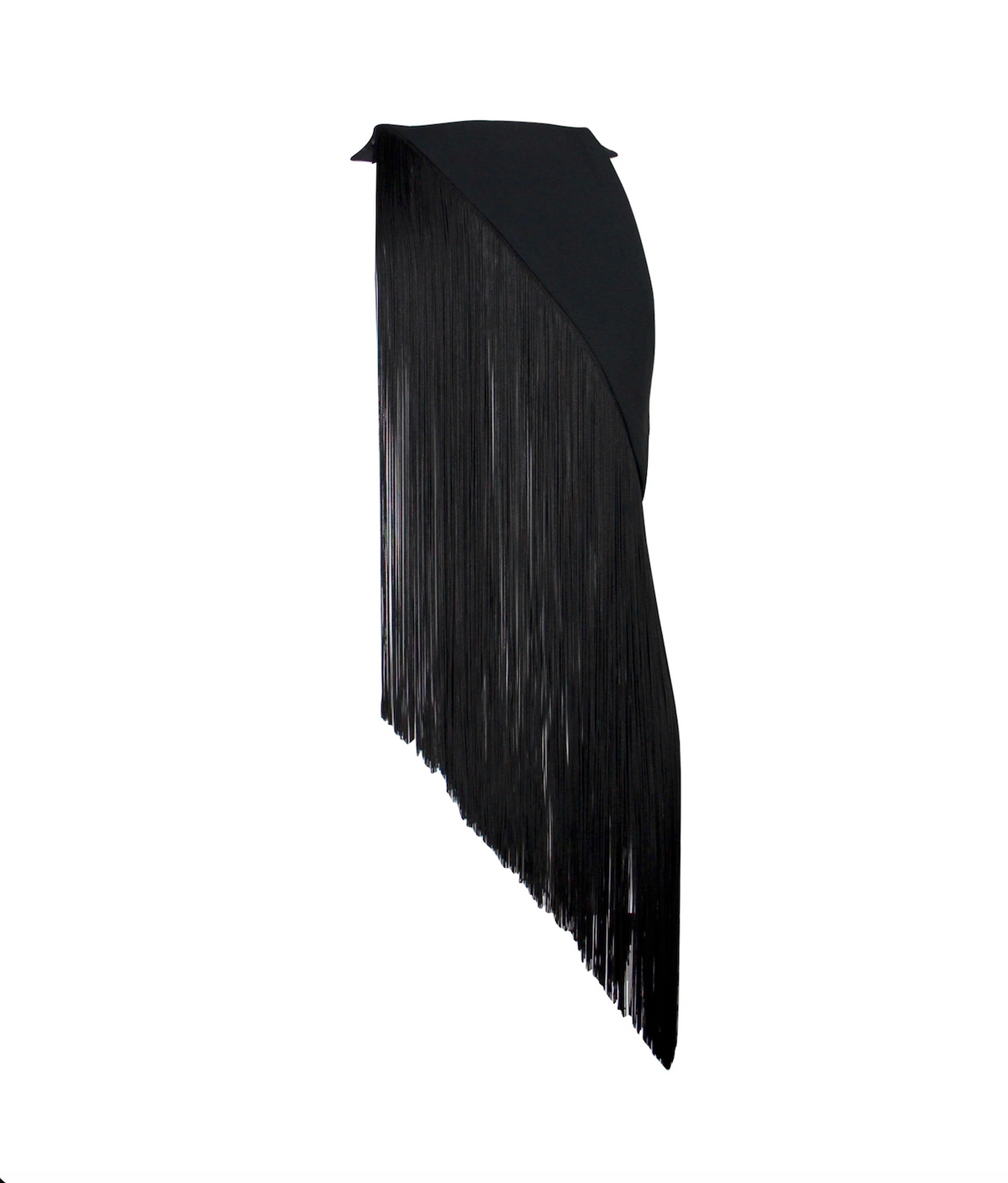 Abnehmbarer Multiplyfashion Fransenkragen in Schwarz von Hinten.