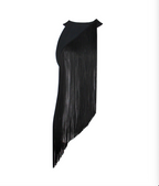 Abnehmbarer Multiplyfashion Fransenkragen in Schwarz von Vorne.