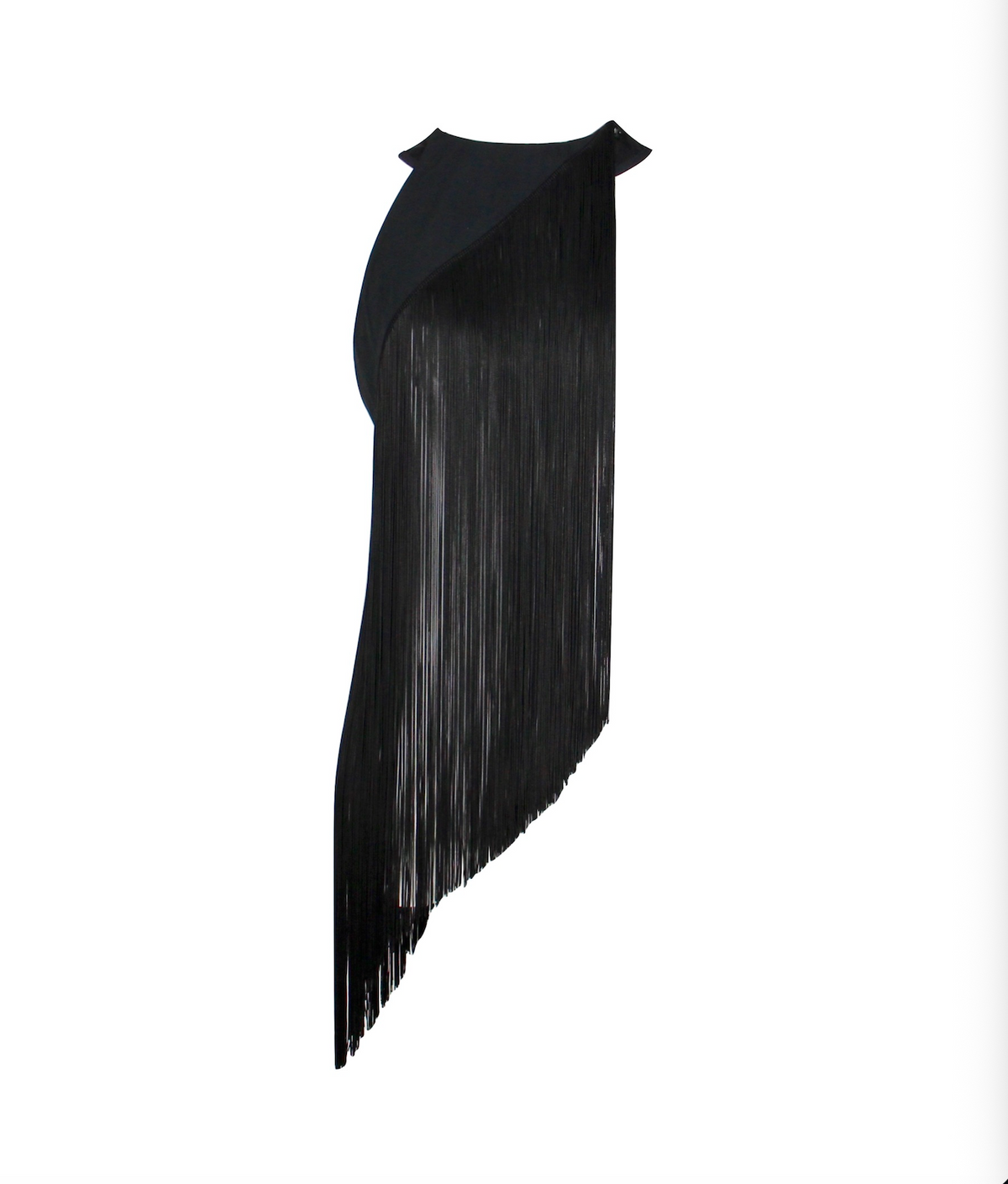 Abnehmbarer Multiplyfashion Fransenkragen in Schwarz von Vorne.
